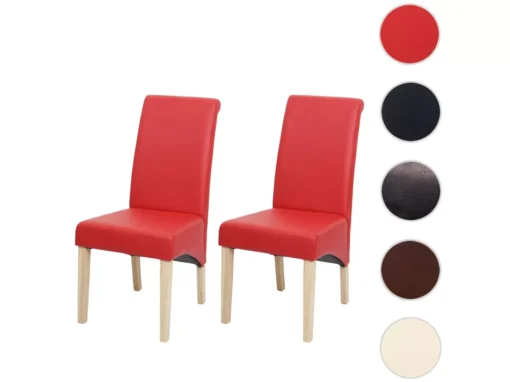 Chaise De Salle à Manger Cesena (lot De 2),similicuir Mat, Rouge, Pieds Clairs -Meilleur Meubles Magasin chaise 24289165