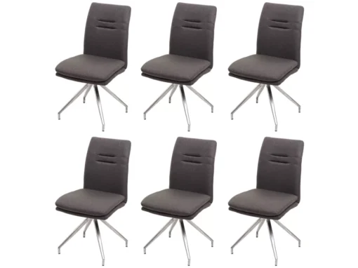 Chaise De Salle à Manger MCW-H70 (lot De 6),gris-brun -Meilleur Meubles Magasin chaise 24290055