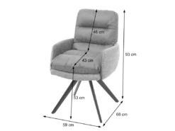 Chaise De Salle à Manger MCW-G66,gris Clair-gris, Avec Accoudoirs -Meilleur Meubles Magasin chaise 24291071