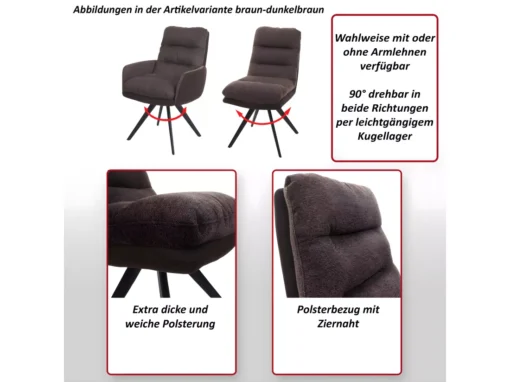Chaise De Salle à Manger MCW-G66,gris Clair-gris, Avec Accoudoirs -Meilleur Meubles Magasin chaise 24291085
