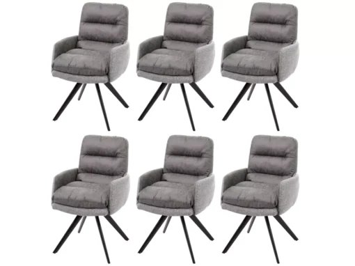 Chaise De Salle à Manger MCW-G66 (lot De 6),gris Clair-gris, Avec Accoudoirs -Meilleur Meubles Magasin chaise 24291367