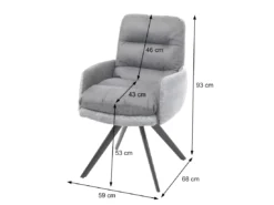 Chaise De Salle à Manger MCW-G66 (lot De 6),gris Clair-gris, Avec Accoudoirs -Meilleur Meubles Magasin chaise 24291369