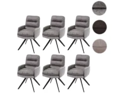 Chaise De Salle à Manger MCW-G66 (lot De 6),gris Clair-gris, Avec Accoudoirs -Meilleur Meubles Magasin chaise 24291381