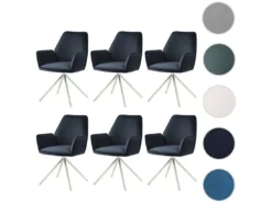 Chaise De Salle à Manger MCW-G67 (lot De 6),anthracite-bleu, Inox -Meilleur Meubles Magasin chaise 24291559