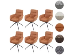 Chaise De Salle à Manger MCW-K32 (lot De 6),aspect Daim Brun -Meilleur Meubles Magasin chaise 24291601