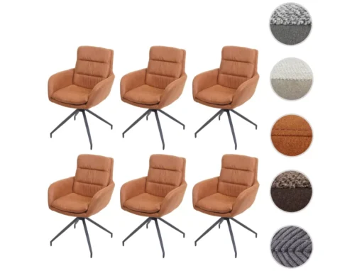 Chaise De Salle à Manger MCW-K32 (lot De 6),aspect Daim Brun -Meilleur Meubles Magasin chaise 24291601