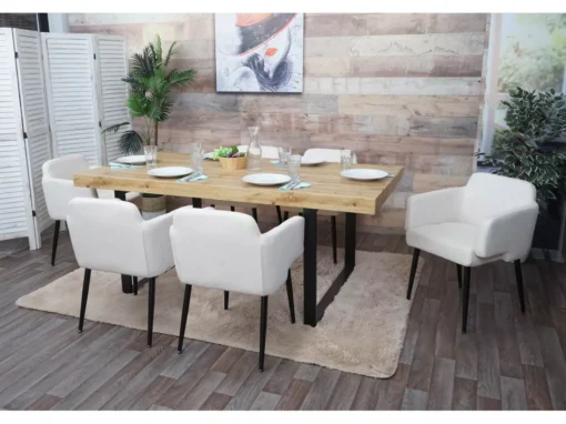Chaise De Salle à Manger MCW-L13 (lot De 6),crème-blanc -Meilleur Meubles Magasin chaise 24291623