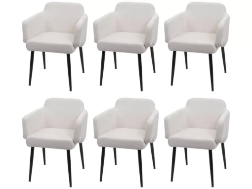 Chaise De Salle à Manger MCW-L13 (lot De 6),crème-blanc -Meilleur Meubles Magasin chaise 24291625