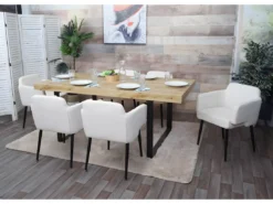 Chaise De Salle à Manger MCW-L13 (lot De 6),crème-blanc -Meilleur Meubles Magasin chaise 24291641