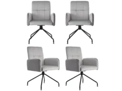 Ensemble De 4 Chaises De Salle à Manger En Velours Avec Cadre Carré - Gris -Meilleur Meubles Magasin chaise 24307705