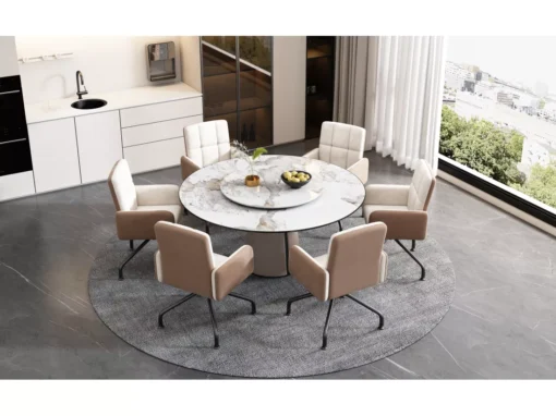 Lot De 6 Chaises En Velours Assorties - Chaise De Salle à Manger, Beige -Meilleur Meubles Magasin chaise 24416033