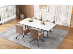 Lot De 6 Chaises En Velours Assorties - Chaise De Salle à Manger, Beige -Meilleur Meubles Magasin chaise 24416037
