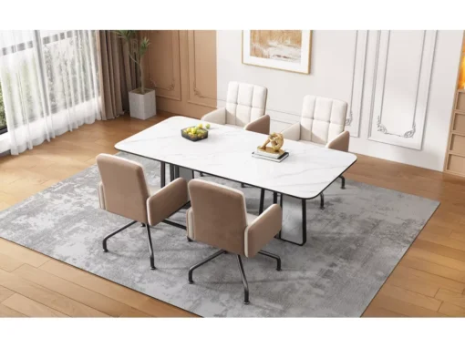 Lot De 6 Chaises En Velours Assorties - Chaise De Salle à Manger, Beige -Meilleur Meubles Magasin chaise 24416037