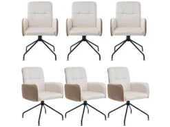 Lot De 6 Chaises En Velours Assorties - Chaise De Salle à Manger, Beige -Meilleur Meubles Magasin chaise 24416043