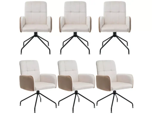 Lot De 6 Chaises En Velours Assorties - Chaise De Salle à Manger, Beige -Meilleur Meubles Magasin chaise 24416043