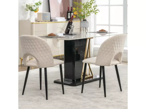 Chaise Design Rembourrée Avec Dossier, Siège En Velours, Beige -Meilleur Meubles Magasin chaise 24416513