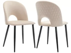 Chaise Design Rembourrée Avec Dossier, Siège En Velours, Beige -Meilleur Meubles Magasin chaise 24416517