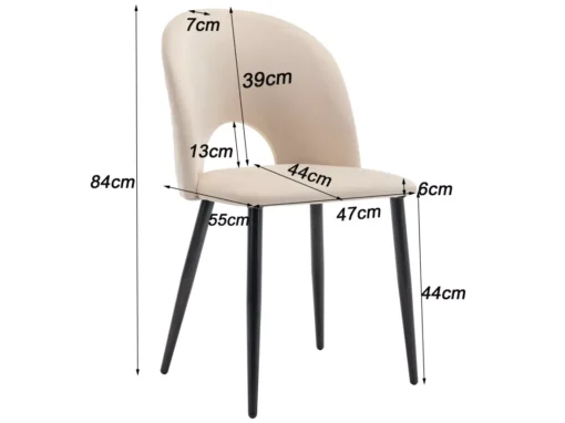Chaise Design Rembourrée Avec Dossier, Siège En Velours, Beige -Meilleur Meubles Magasin chaise 24416519