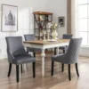 Chaise En Velours Gris Avec Dossier à Motif Losange, Lot De 4, Pieds En Bois Massif Noirs -Meilleur Meubles Magasin chaise 24418237
