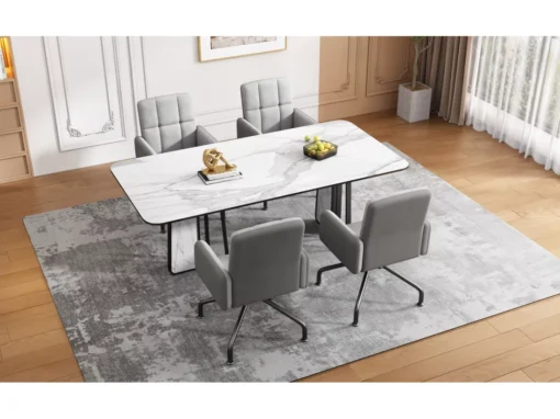 Chaise En Velours, Ensemble De 6 Chaises Assorties, Siège, Gris -Meilleur Meubles Magasin chaise 24418317