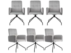 Chaise En Velours, Ensemble De 6 Chaises Assorties, Siège, Gris -Meilleur Meubles Magasin chaise 24418325