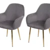 Chaise De Salle à Manger MCW-F18 (lot De 2),velours Gris, Pieds Dorés -Meilleur Meubles Magasin chaise 24425443
