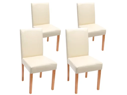 Chaise De Salle à Manger Littau (lot De 4),cuir Reconstitué, Crème, Pieds Clairs -Meilleur Meubles Magasin chaise 24433927