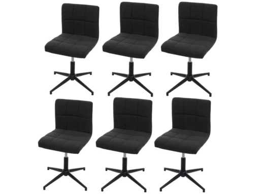 Chaise De Salle à Manger Cadiz II (lot De 6),tissu/textile Gris Foncé, Pied Noir -Meilleur Meubles Magasin chaise 24433947