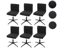 Chaise De Salle à Manger Cadiz II (lot De 6),tissu/textile Gris Foncé, Pied Noir -Meilleur Meubles Magasin chaise 24433961