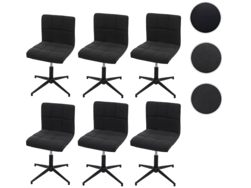 Chaise De Salle à Manger Cadiz II (lot De 6),tissu/textile Gris Foncé, Pied Noir -Meilleur Meubles Magasin chaise 24433961