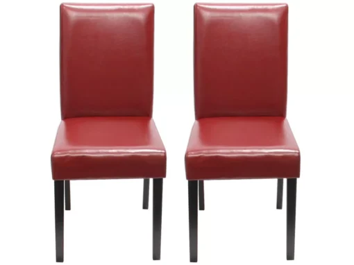 Chaise De Salle à Manger Littau (lot De 2),cuir Reconstitué Rouge, Pieds Foncés -Meilleur Meubles Magasin chaise 24433979