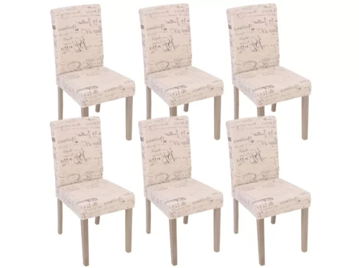 Chaise De Salle à Manger Littau Textil (lot De 6),tissu Avec écriture, Crème, Pieds Couleur Chaîne -Meilleur Meubles Magasin chaise 24434045