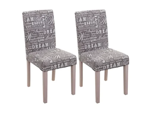 Chaise De Salle à Manger Littau Schrift (lot De 2),Textile Avec écriture, Gris - Chêne -Meilleur Meubles Magasin chaise 24434455
