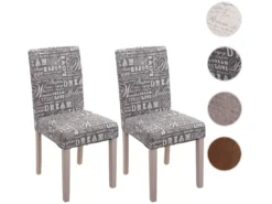 Chaise De Salle à Manger Littau Schrift (lot De 2),Textile Avec écriture, Gris - Chêne -Meilleur Meubles Magasin chaise 24434467