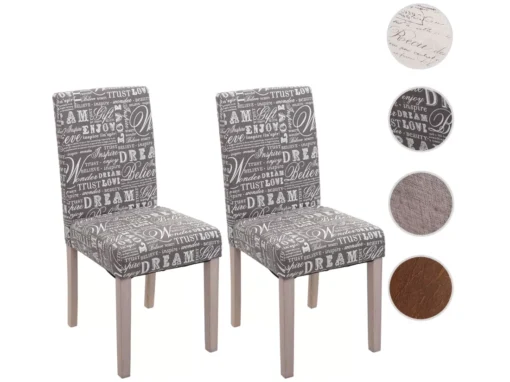 Chaise De Salle à Manger Littau Schrift (lot De 2),Textile Avec écriture, Gris - Chêne -Meilleur Meubles Magasin chaise 24434467