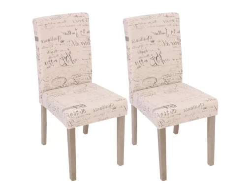 Chaise De Salle à Manger Littau Schrift (lot De 2),tissu Avec écriture, Crème, Aspect Chaîne Des Pieds -Meilleur Meubles Magasin chaise 24434585