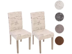 Chaise De Salle à Manger Littau Schrift (lot De 2),tissu Avec écriture, Crème, Aspect Chaîne Des Pieds -Meilleur Meubles Magasin chaise 24434593