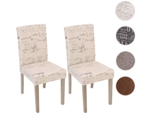 Chaise De Salle à Manger Littau Schrift (lot De 2),tissu Avec écriture, Crème, Aspect Chaîne Des Pieds -Meilleur Meubles Magasin chaise 24434593