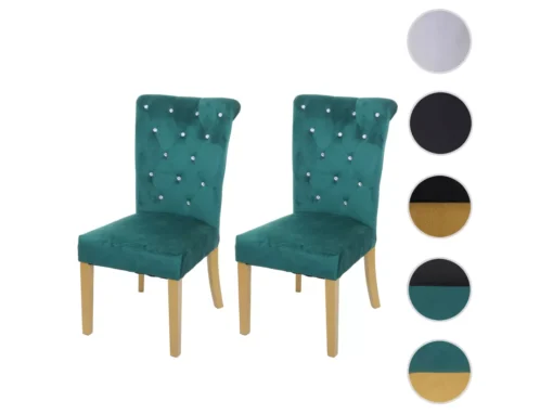 Chaise De Salle à Manger MCW-D22 (lot De 2),vert Foncé, Pieds Dorés -Meilleur Meubles Magasin chaise 24434827