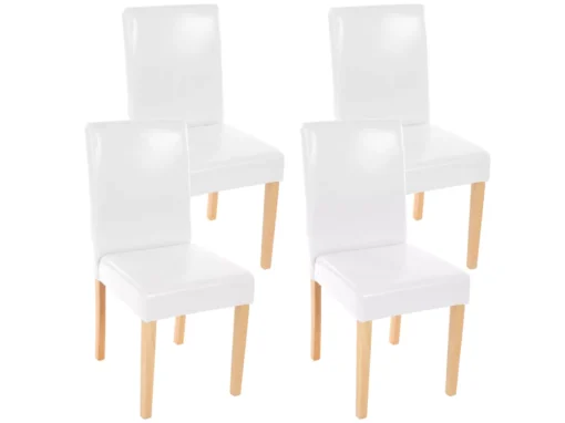 Chaise De Salle à Manger Littau (lot De 4),cuir Reconstitué, Blanc, Pieds Clairs -Meilleur Meubles Magasin chaise 24434981