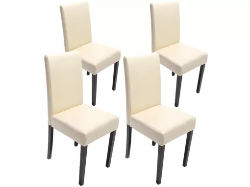 Chaise De Salle à Manger Littau (lot De 4),cuir Reconstitué, Crème, Pieds Foncés -Meilleur Meubles Magasin chaise 24435039