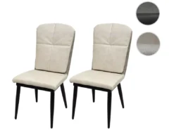 Chaise De Salle à Manger MCW-G42 (lot De 2),similicuir, Gris Crème -Meilleur Meubles Magasin chaise 24435097