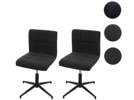Chaise De Salle à Manger Cadiz II (lot De 2),tissu/textile Gris Foncé, Pied Noir -Meilleur Meubles Magasin chaise 24435189