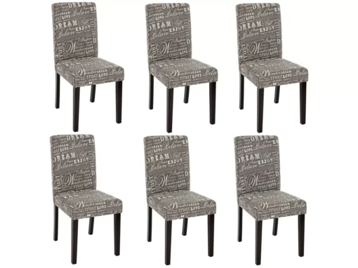 Chaise De Salle à Manger Littau (lot De 6),tissu – écriture, Gris, Pieds Foncés -Meilleur Meubles Magasin chaise 24435375