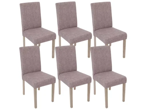 Chaise De Salle à Manger Littau Textil (lot De 6),tissu Gris, Pieds: Structure Chêne -Meilleur Meubles Magasin chaise 24435499