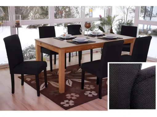 Chaise De Salle à Manger Littau (lot De 6),tissu Noir, Pieds Foncés -Meilleur Meubles Magasin chaise 24435537