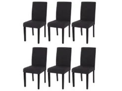 Chaise De Salle à Manger Littau (lot De 6),tissu Noir, Pieds Foncés -Meilleur Meubles Magasin chaise 24435547