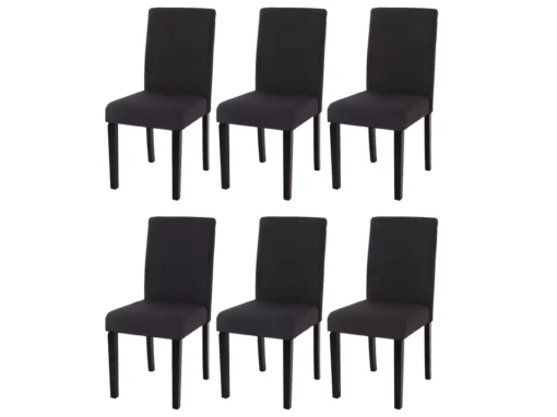 Chaise De Salle à Manger Littau (lot De 6),tissu Noir, Pieds Foncés -Meilleur Meubles Magasin chaise 24435547