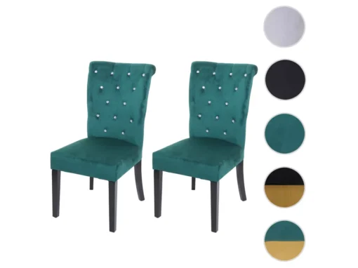 Chaise De Salle à Manger MCW-D22 (lot De 2),vert Foncé, Pieds Noirs -Meilleur Meubles Magasin chaise 24435761