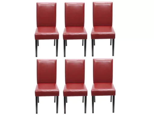 Chaise De Salle à Manger Littau (lot De 6),cuir Reconstitué Rouge, Pieds Foncés -Meilleur Meubles Magasin chaise 24435779
